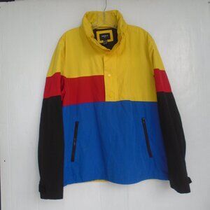 Forever 21 Mens Hidden Hoodie Windbreaker Jacket Size XL Colorblock Multicolor